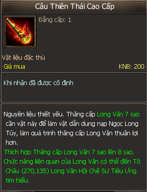 Nguyên liệu nâng sao Long Văn