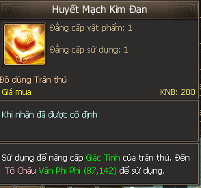 Nguyên liệu nâng cấp Giác Tính Trân Thú